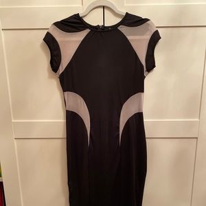 Black dress white-nude striped sleeves sz L Zara